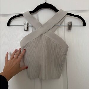 Babaton Cream Ribbed Tank Top